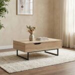 Costal Lift Top Coffee Table With Drawer - Sonoma Oak/Black