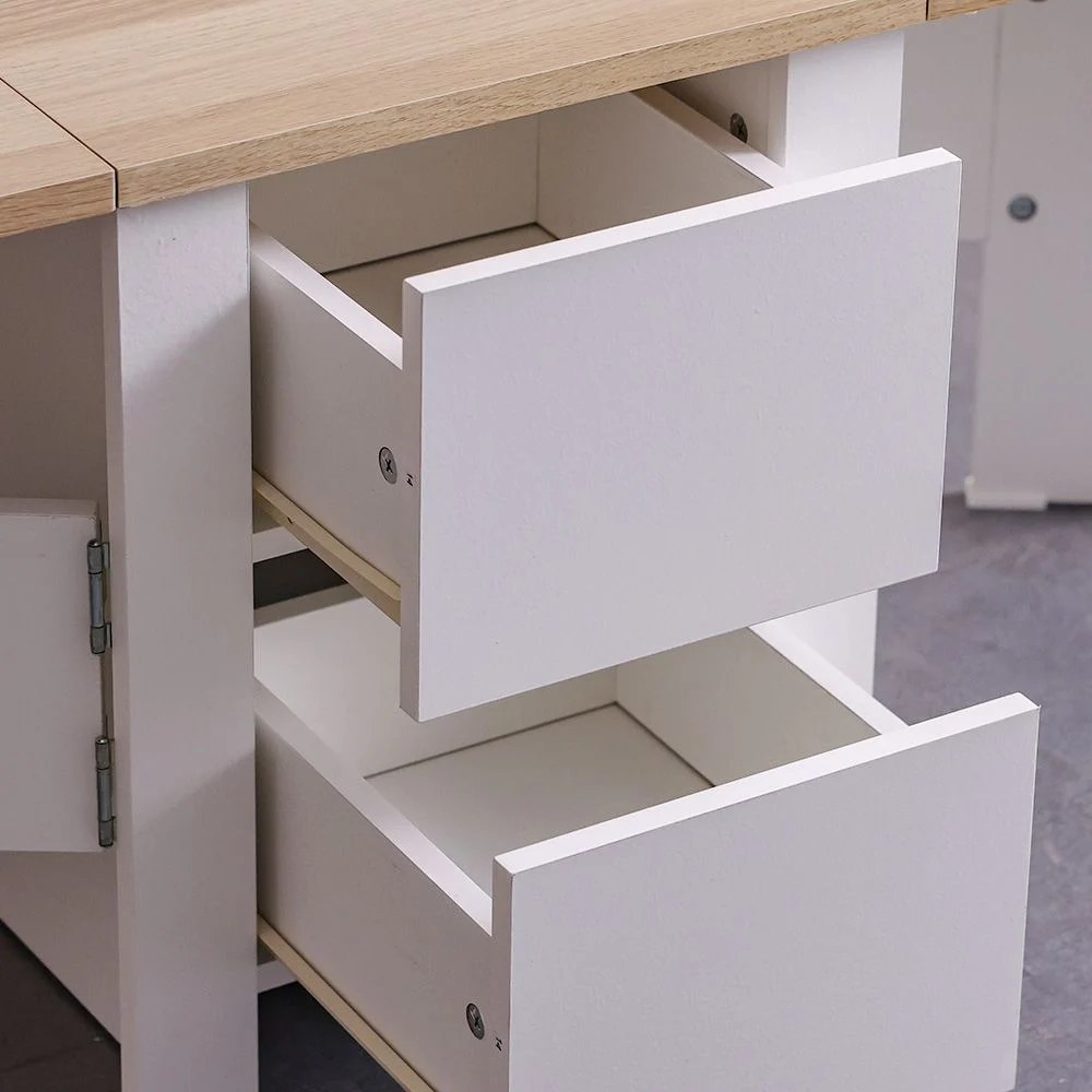 Algeria Foldable Coffee Table With Drawers-White/Oak - Image 5