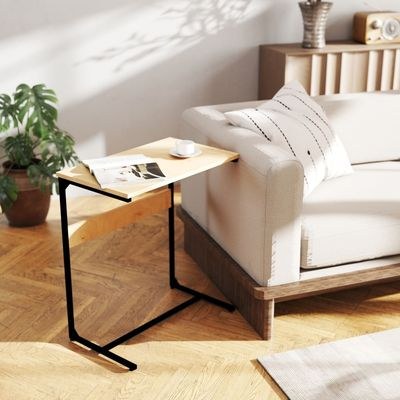 Larenda Side Table - Oak/Black - With 2-Year Warranty