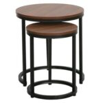 Asgard Set of 2 Round Nesting Tables - Walnut/Black - With 2-Year Warranty