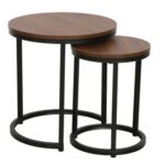 Asgard Set of 2 Round Nesting Tables - Walnut/Black - With 2-Year Warranty