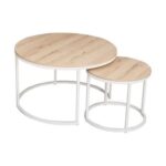Asgard Set Of 2 Round Coffee Table-Oak/White