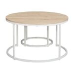 Asgard Set Of 2 Round Coffee Table-Oak/White