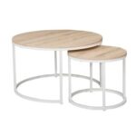 Asgard Set Of 2 Round Coffee Table-Oak/White