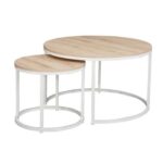 Asgard Set Of 2 Round Coffee Table-Oak/White