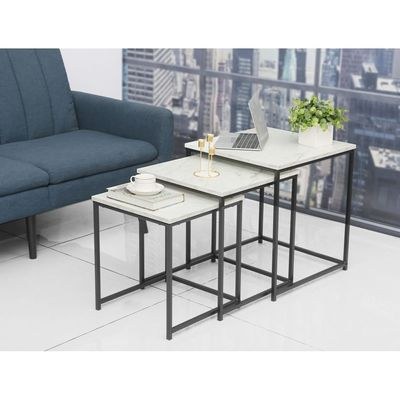 Mayville Set Of 3 Nest Of Table-White/Black