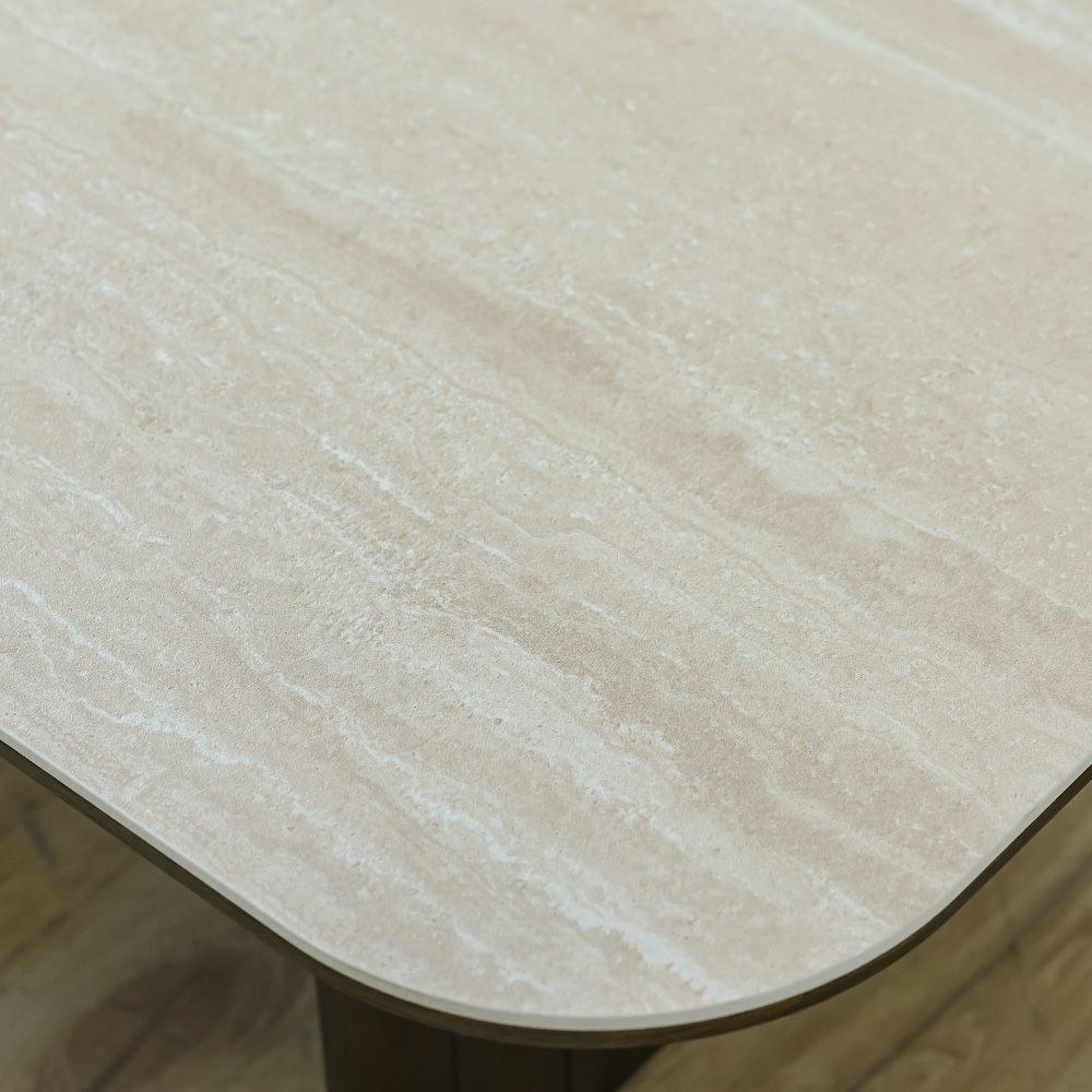 Brookside Stone Top Coffee Table-Beige/Oak Veneer - Image 2