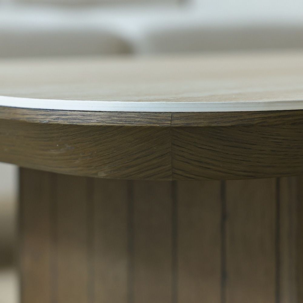 Brookside Stone Top Coffee Table-Beige/Oak Veneer - Image 4