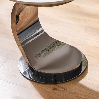 Princetown Sintered Stone Top Round End Table - White/Black Titanium - With 2-Year Warranty - Image 3