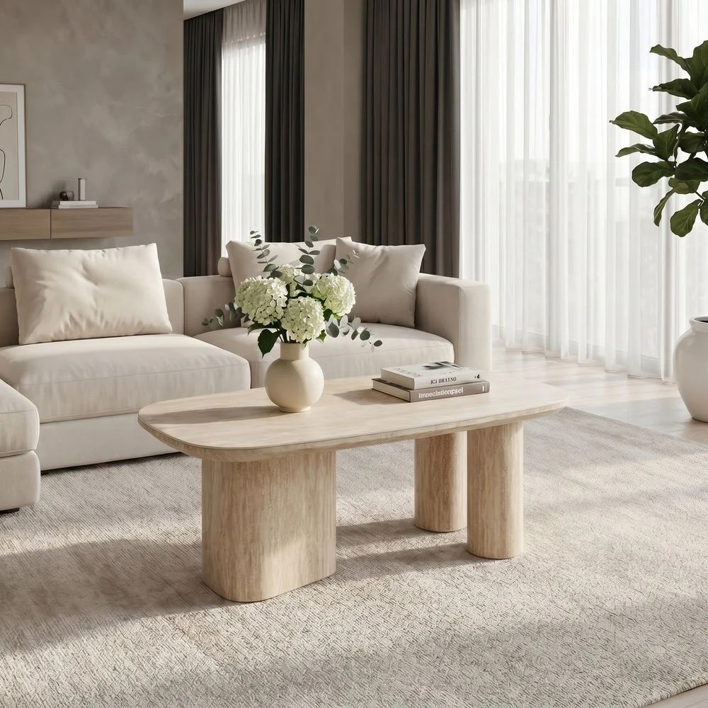 Nordic Coffee Table - Beige/White - With 2-Year Warranty - Image 4