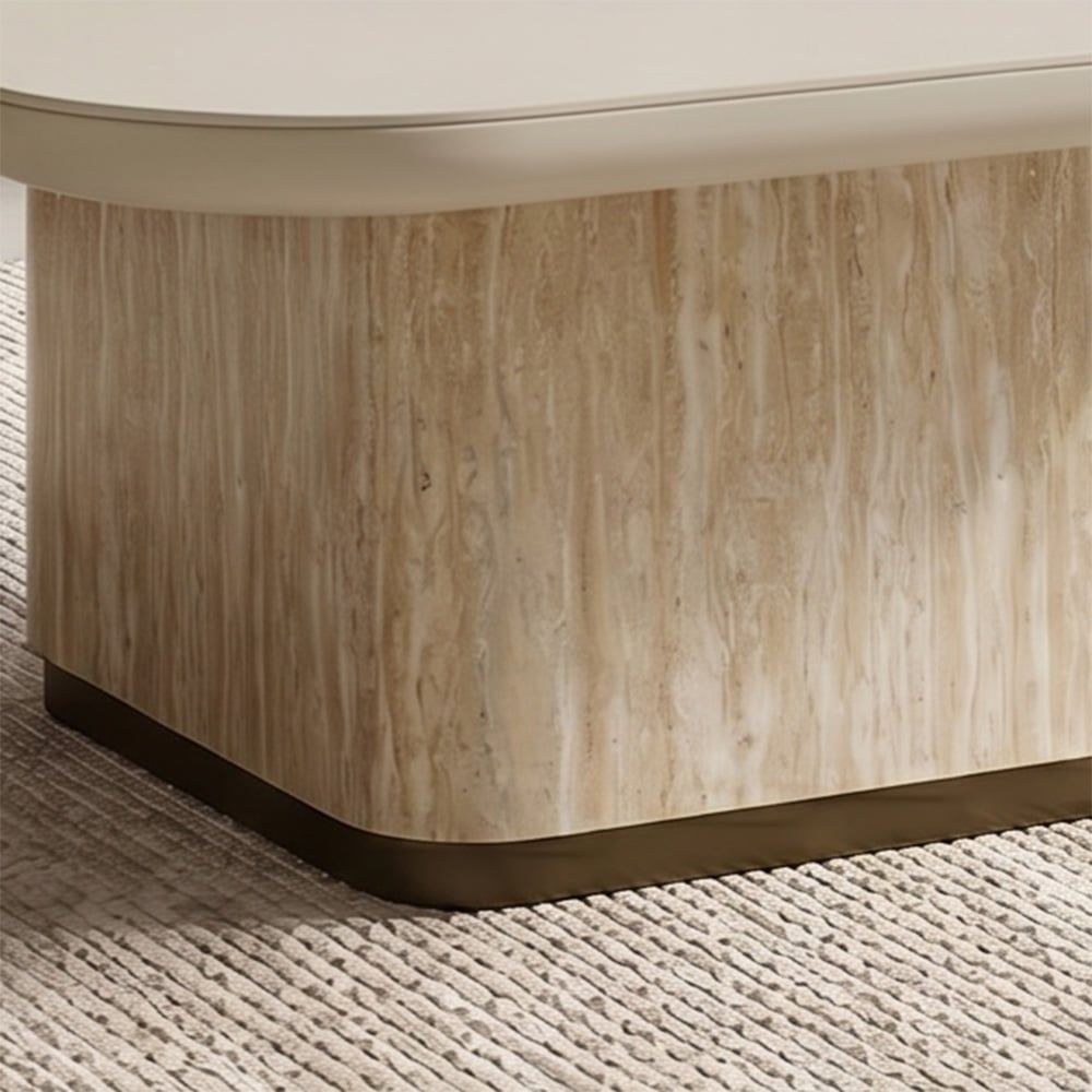 Oru Square Tempered Glass Coffee Table - Cream/Beige - With 2-Year Warranty - Image 3