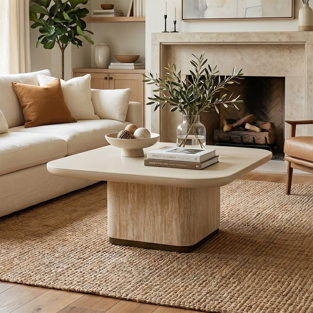 Oru Square Tempered Glass Coffee Table - Cream/Beige - With 2-Year Warranty - Image 5