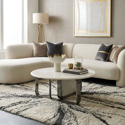 Retrova Round Coffee Table - White Grey/Gunmetal - Image 5