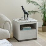 Akira Stone Top End Table With 1 Drawer -White/Grey