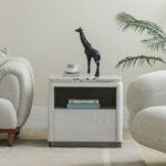 Akira Stone Top End Table With 1 Drawer -White/Grey