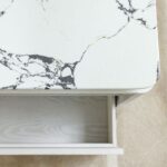 Akira Stone Top End Table With 1 Drawer -White/Grey