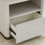 Akira Stone Top End Table With 1 Drawer -White/Grey