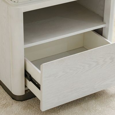 Akira Stone Top End Table With 1 Drawer -White/Grey - Image 5
