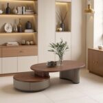 Berzan Coffee Table With Drawer- Light Grey/Brown