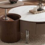 Rovena Round Coffee Table With Drawer - White/Brown