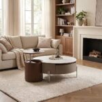 Rovena Round Coffee Table With Drawer - White/Brown