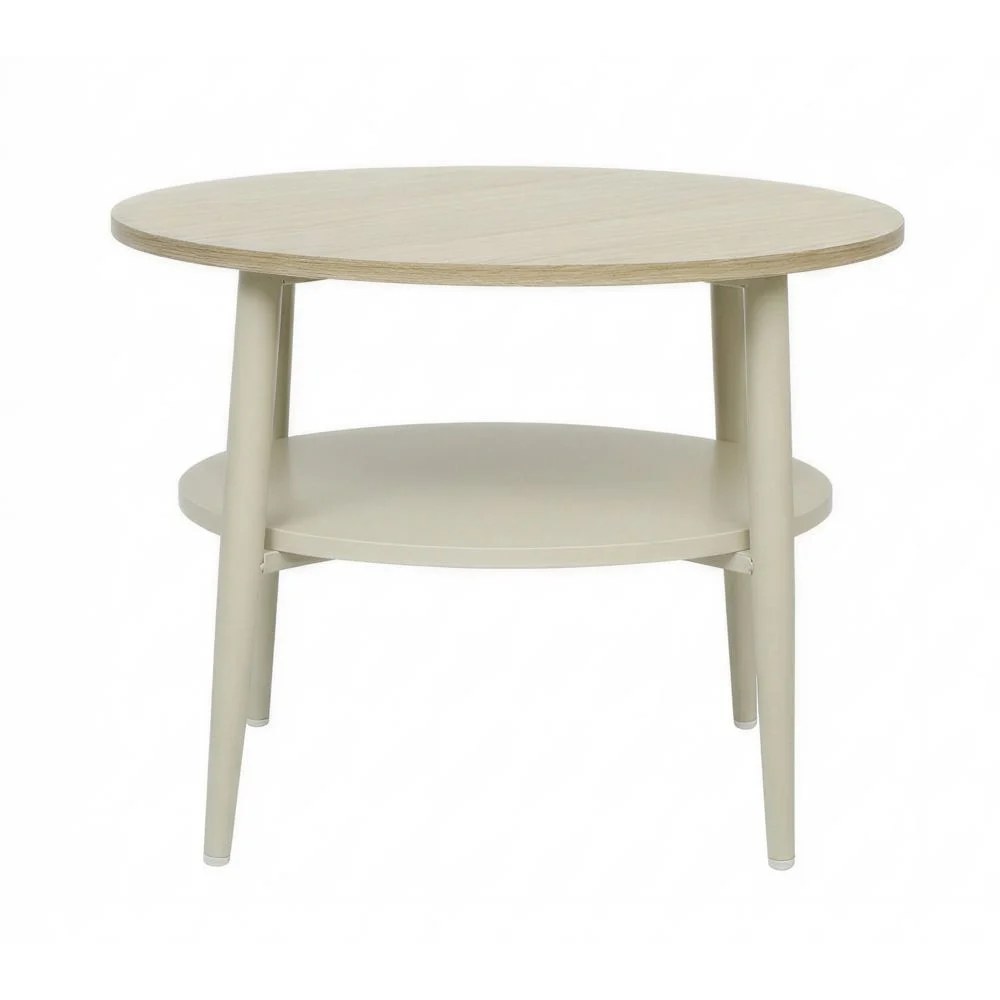 Saxony Round End Table -Light Oak/Beige - Image 5