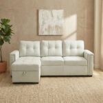 Ramiro Reversible Corner Fabric Sofa Bed-Light Grey-With 2-year Warranty