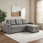 Ramiro Reversible Corner Fabric Sofa Bed-Warm Grey-With 2-Year Warranty