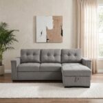 Ramiro Reversible Corner Fabric Sofa Bed-Warm Grey-With 2-Year Warranty