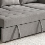 Ramiro Reversible Corner Fabric Sofa Bed-Warm Grey-With 2-Year Warranty