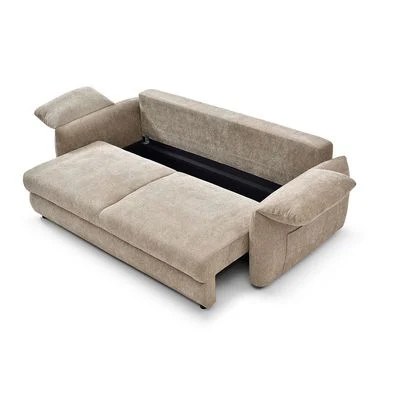 Uberto Fabric Sofa Bed - Light Brown - With 2-Year Warranty - Image 5
