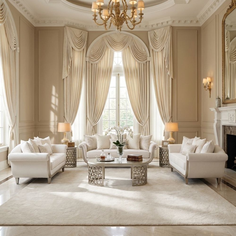 Bunbury 7-Seater Fabric Sofa Set With End & Coffee Tables- Beige - With 2-Year Warranty