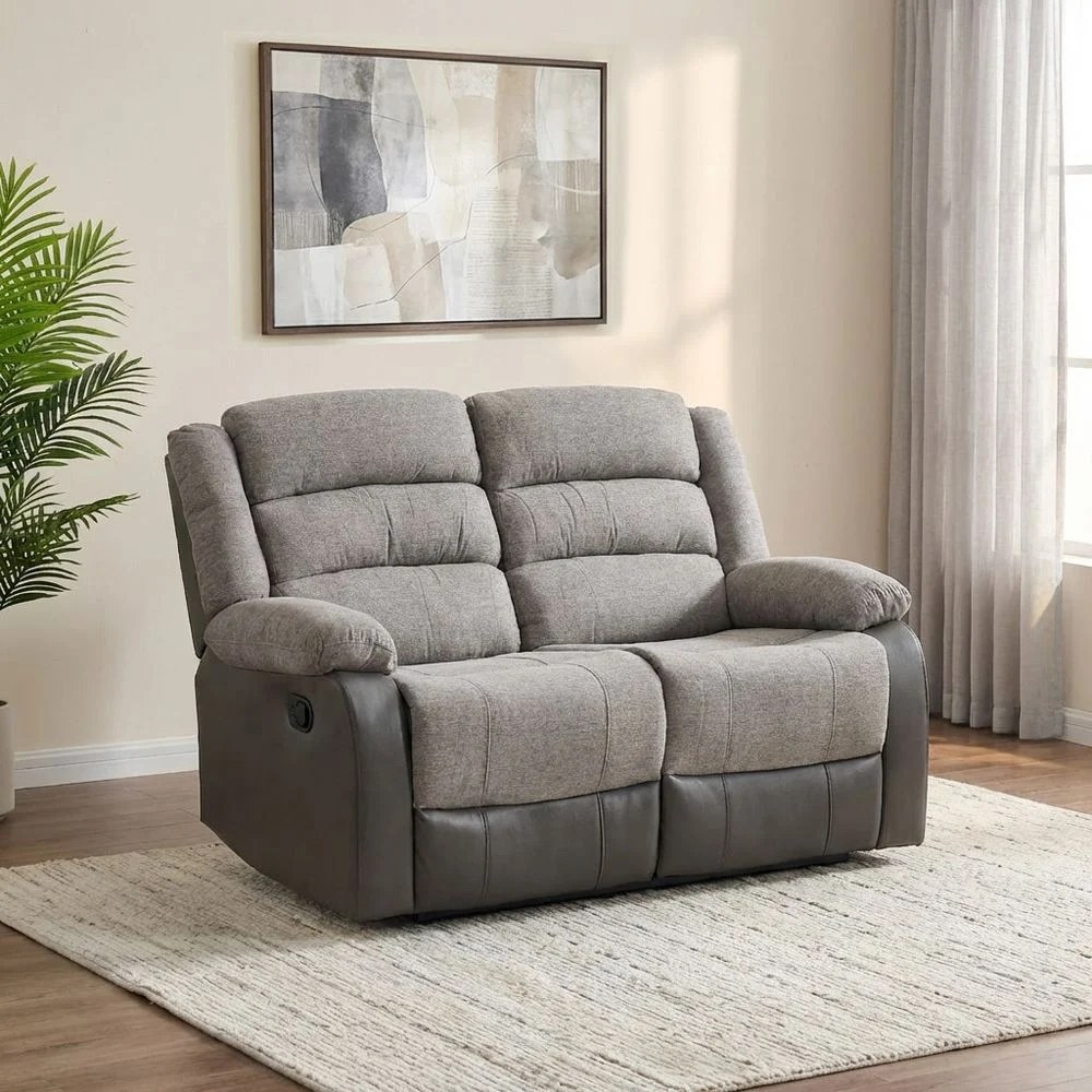 Greensboro 2 Seater Fabric Manual Motion Recliner-Dark Grey