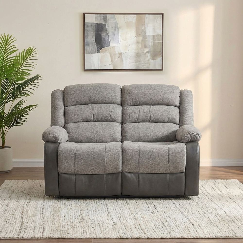 Greensboro 2 Seater Fabric Manual Motion Recliner-Dark Grey - Image 2