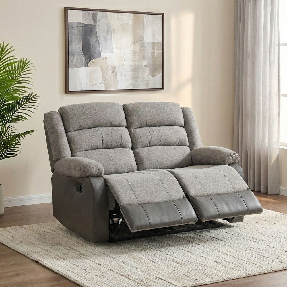 Greensboro 2 Seater Fabric Manual Motion Recliner-Dark Grey - Image 4