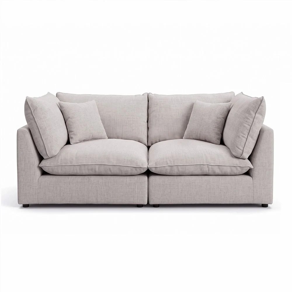 Napoleon 2 Seater Fabric Modular Sofa Set + Ottoman- Beige - Image 3