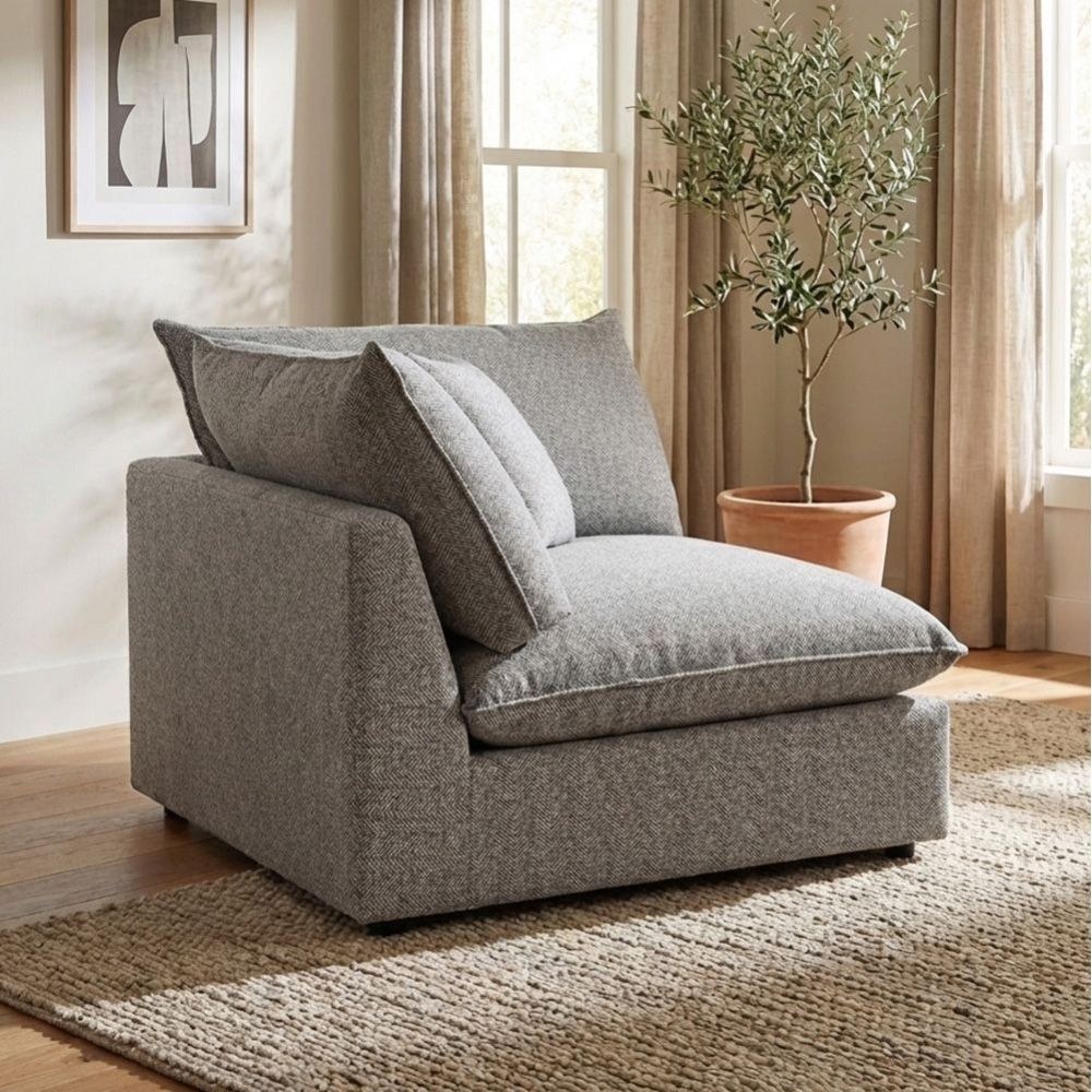 Napoleon 2 Seater Fabric Modular Sofa Set + Ottoman-Grey - Image 3