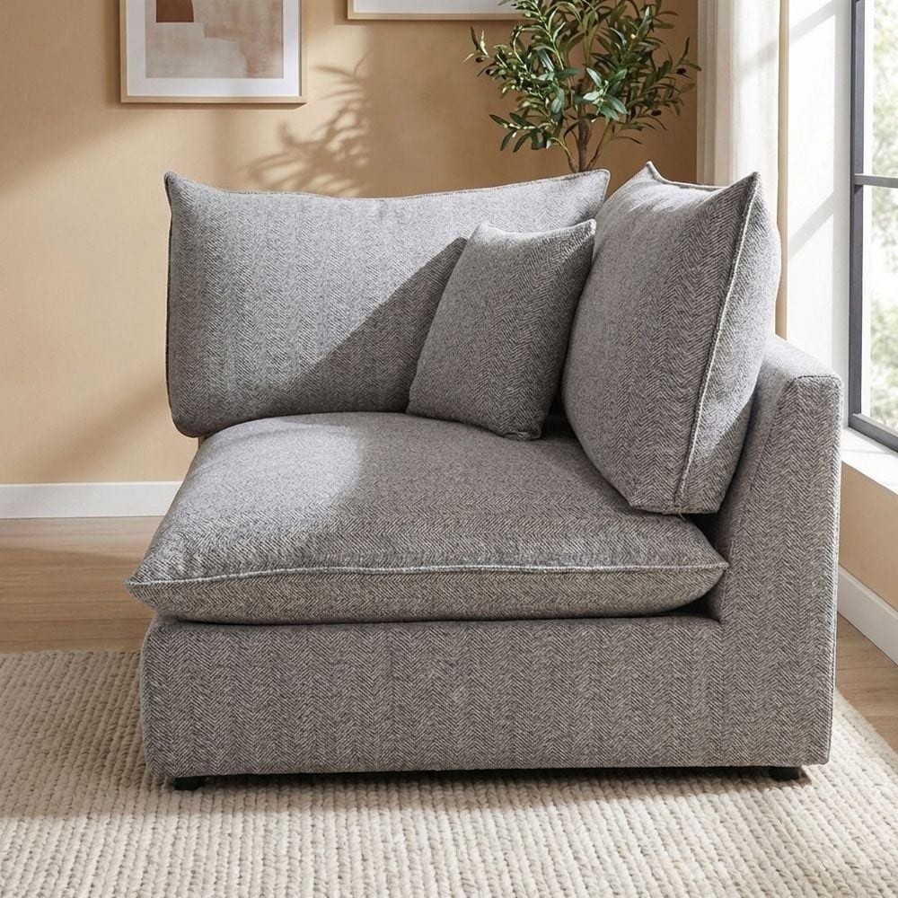 Napoleon 2 Seater Fabric Modular Sofa Set + Ottoman-Grey - Image 4