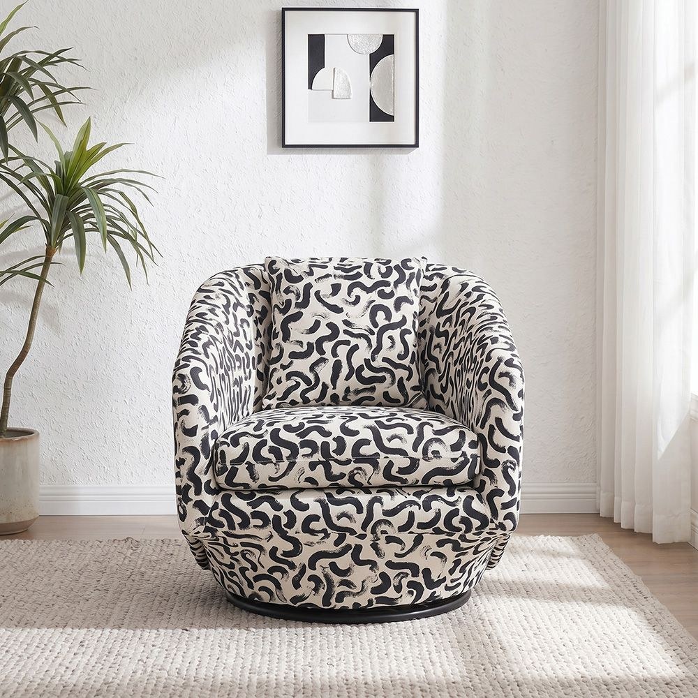Napoleon 1-Seater Fabric Accent Chair – Black & White Pattern-With 2-Year Warranty - Image 2