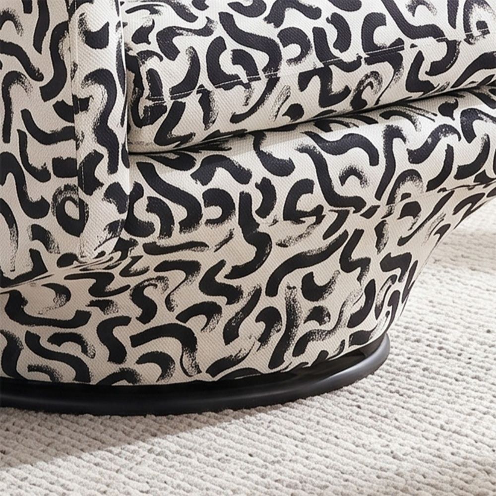 Napoleon 1-Seater Fabric Accent Chair – Black & White Pattern-With 2-Year Warranty - Image 4