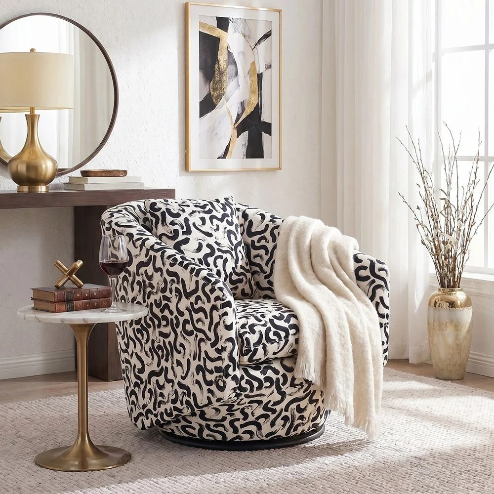 Napoleon 1-Seater Fabric Accent Chair – Black & White Pattern-With 2-Year Warranty - Image 5