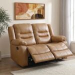 Dazler 2 Seater Air Leather Recliner-Brown