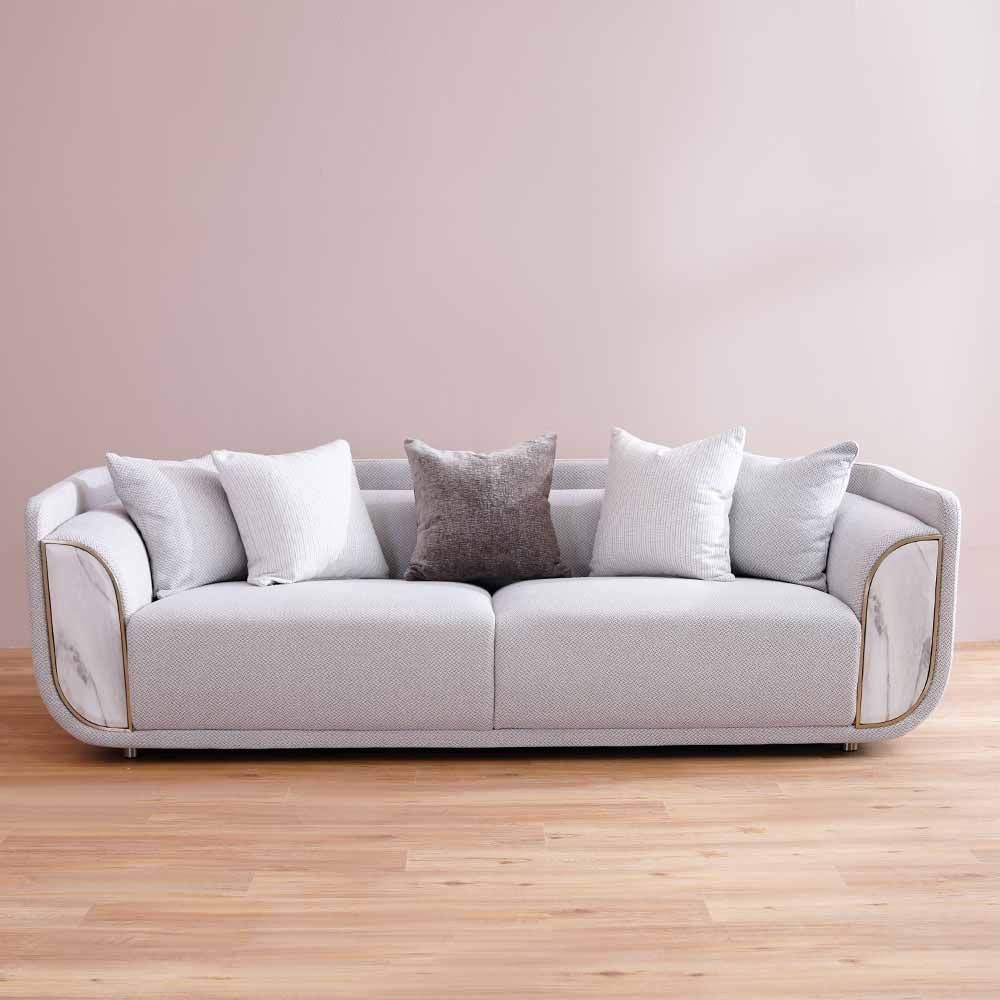 Trident 3-Seater Fabric Sofa-Grey/Champagne-With 2-Year Warranty - Image 2