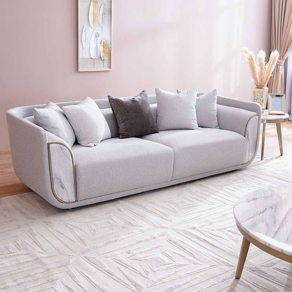 Trident 3-Seater Fabric Sofa-Grey/Champagne-With 2-Year Warranty - Image 4