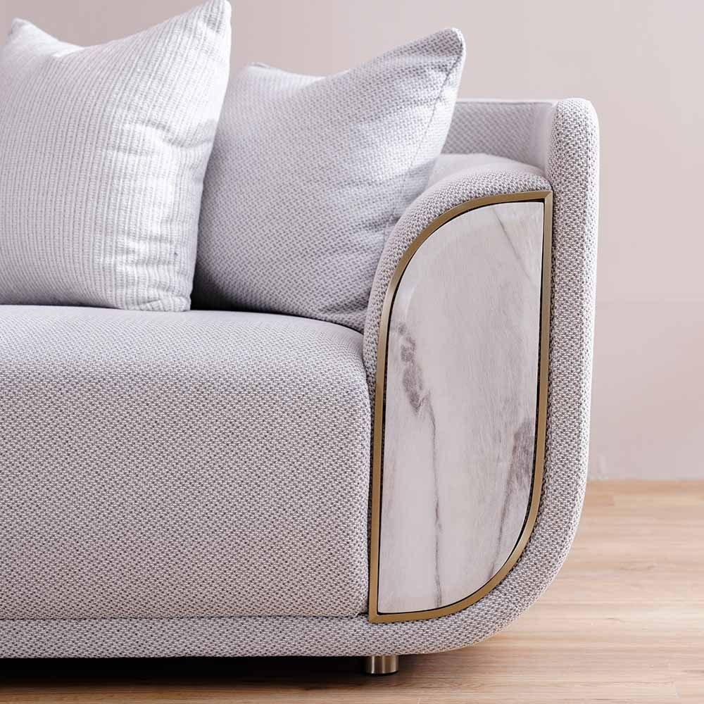 Trident 3-Seater Fabric Sofa-Grey/Champagne-With 2-Year Warranty - Image 5