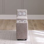 Odum Fabric Console with Storage + Speaker + 2 Cup Holders + Charger-Brown-With 2-Year Warranty