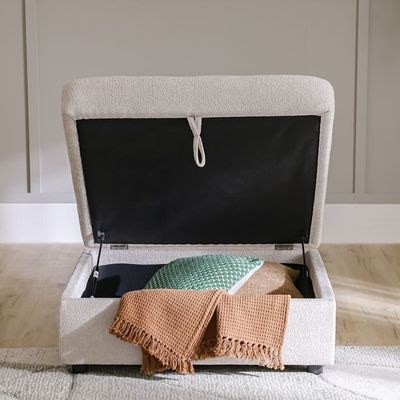 Odum Square Ottoman with Storage-Grey/White-With 2-Year Warranty - Image 5