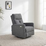 Desi 1-Seater Electric Fabric Recliner with Swivel and Rocker - Grey - With 2-Year Warranty