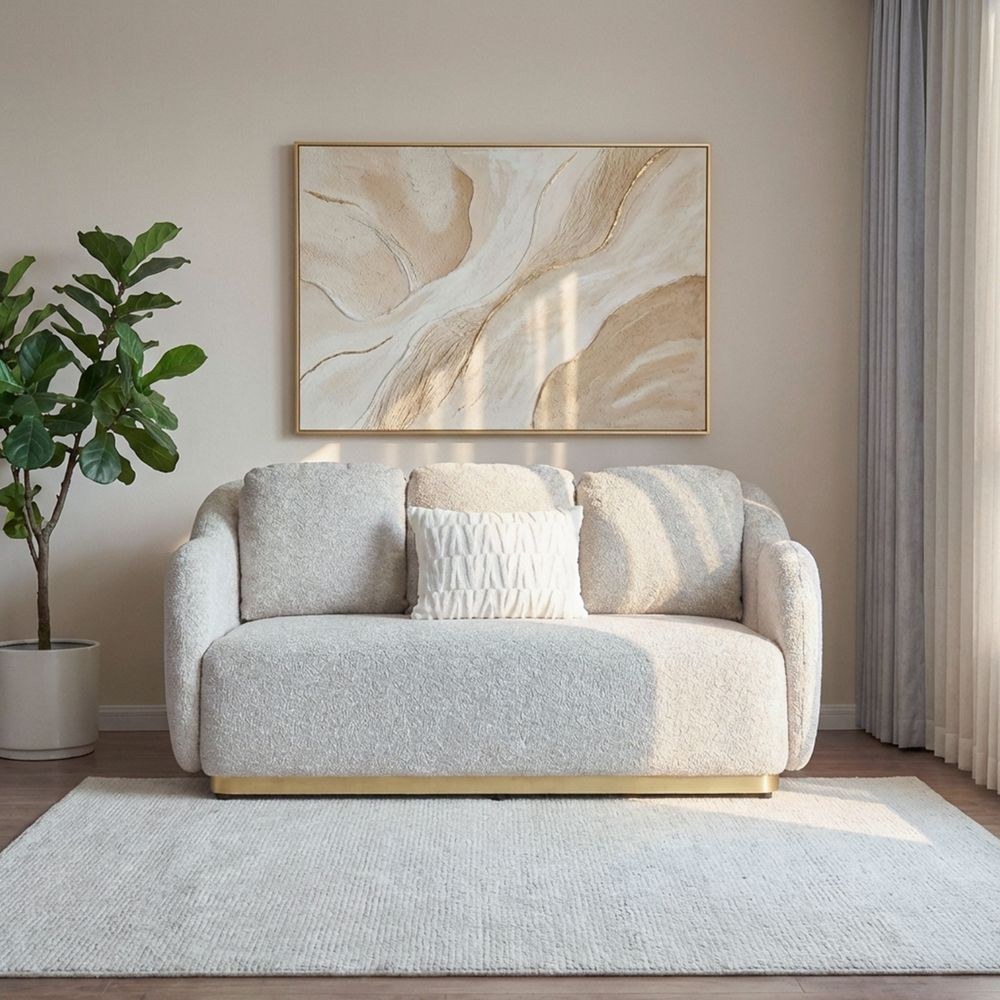 Ollena 2 Seater Fabric Sofa-Beige-With 2-Year Warranty - Image 2