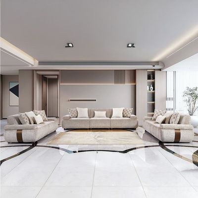 Valira 10-Seater Fabric Sofa Set - Beige - With 2-Year Warranty